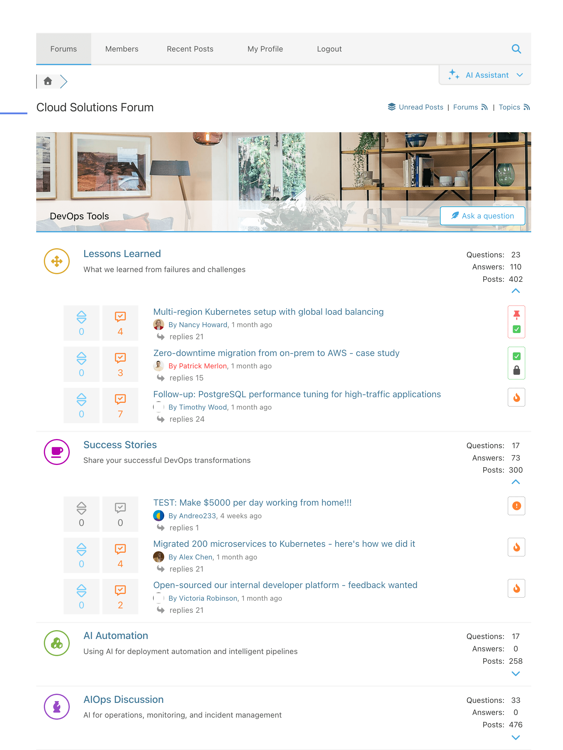 Q&A Layout - Forums View