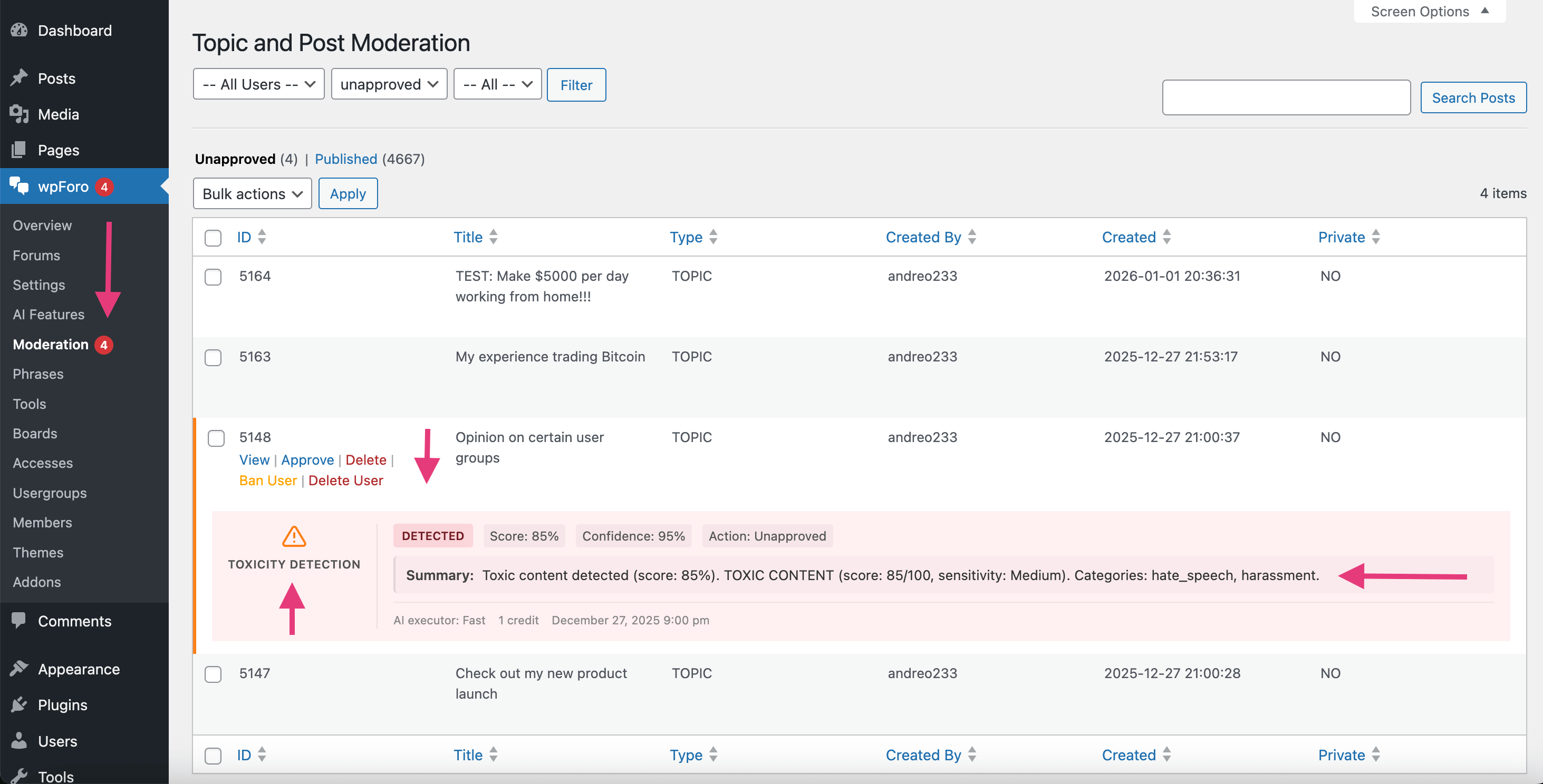 Toxic Content Dashboard